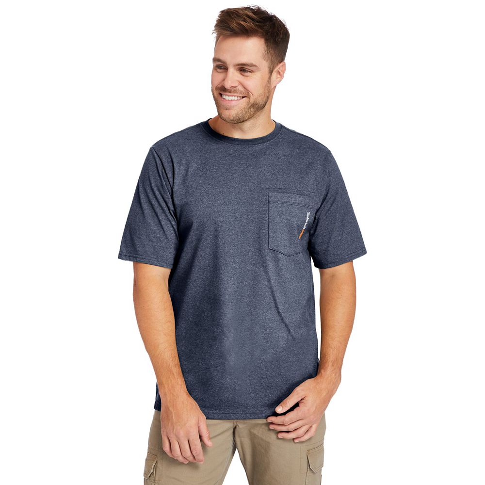 Camisetas Masculino - Timberland Pro® Big & Tall Base Plate Short-Sleeve - DGOKP4286 - Azul Marinho
